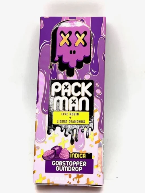 Discover Packman 2g carts Gobstopper Gumdrop Disposable (Indica) Gen 3. Enjoy sweet candy flavor with liquid diamonds + live resin. Buy authentic Packman.