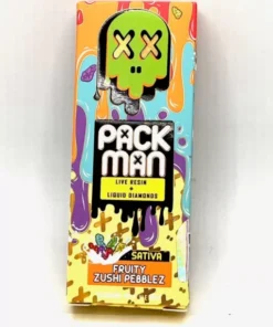 Discover Packman 2g carts Fruity Zushi Pebblez Disposable (Sativa) Gen 3. Enjoy vibrant fruit flavors with liquid diamonds + live resin.