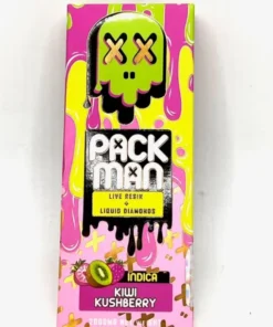 Discover Packman 2g carts Kiwi Kushberry Disposable (Indica) Gen 3. Enjoy kiwi and berry flavor with liquid diamonds + live resin. Buy authentic Packman.